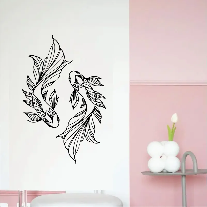 Koi Wall sticker decal  Art, Fish School Home Interior Wall Decoration, Living Room Wall Art Decoration #275