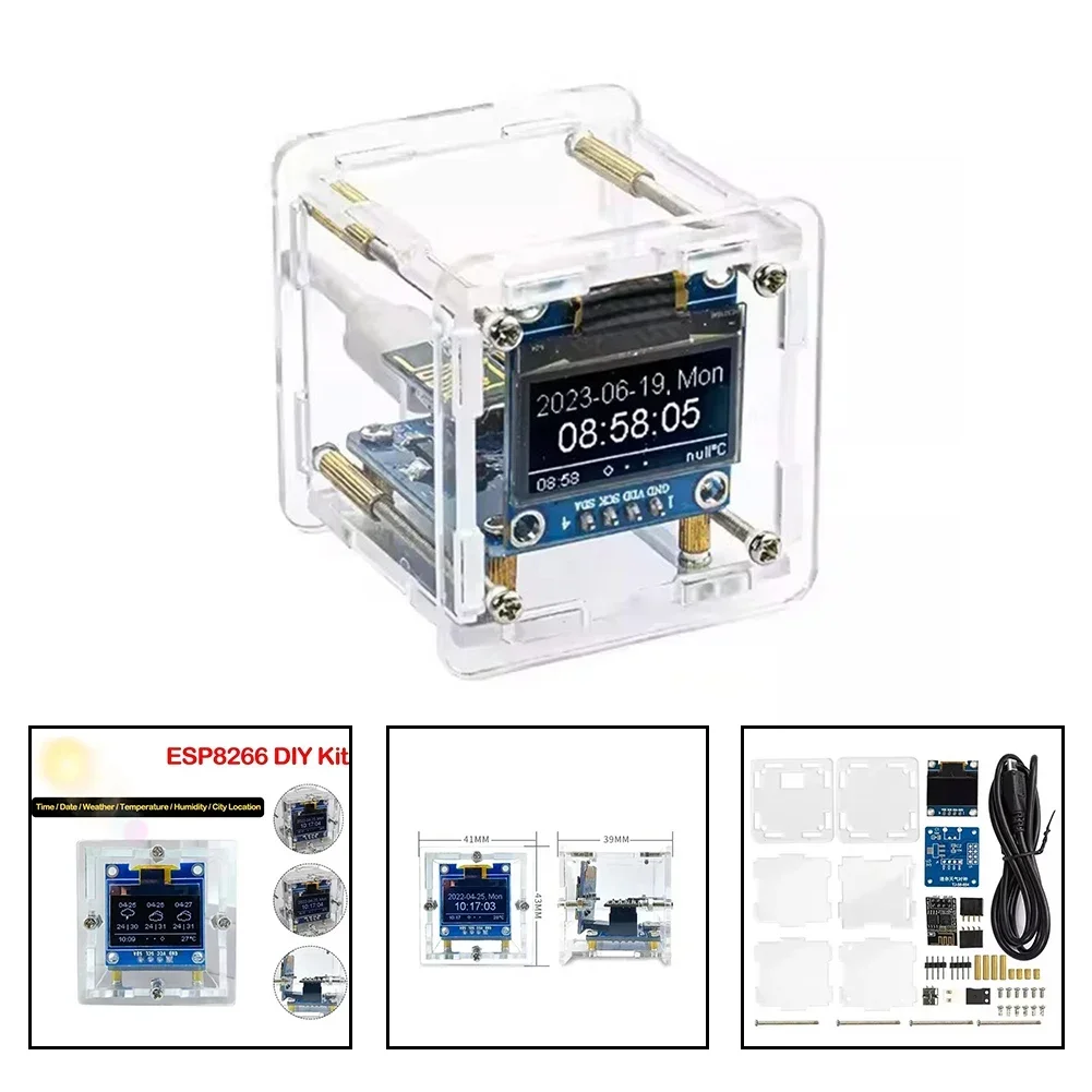 Imagem -05 - Mini Kit de Estação Meteorológica Faça Você Mesmo com Fonte de Alimentação Usb Display Oled Brilhante Função de Temporização Automática Controle de Temperatura e Umidade
