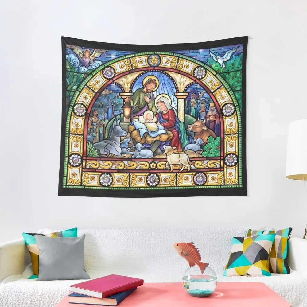 

Stained Glass Nativity Tapestry Bed Room Decoration Carpet On The Wall Decoration Aesthetic Room Decorations Aesthetics Tapestry