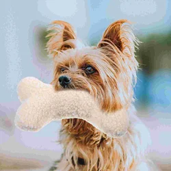 Vocalize Neck Pillow Wool Velvet Bone Dog Toy Travel Bones Plush Figure Toys for Small Dogs 22x13cm Sherpa Squeaky Funny