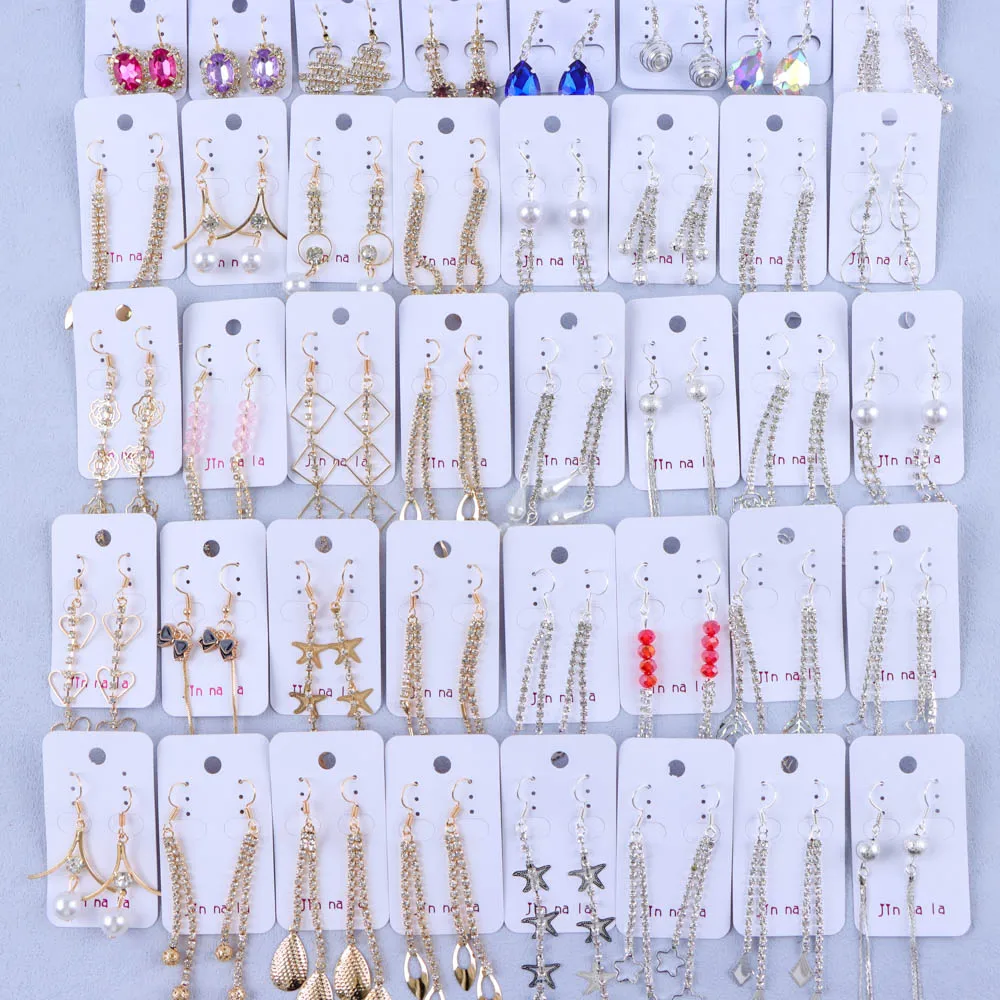 10/20/30/50Pairs Elegant Classic With Shiny Rhinestone Decor Pendant Earring Trendy Female Ornament Jewelry Party Gift Wholesale