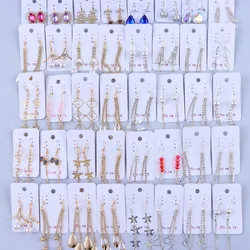 10/20/30/50Pairs Elegant Classic With Shiny Rhinestone Decor Pendant Earring Trendy Female Ornament Jewelry Party Gift Wholesale