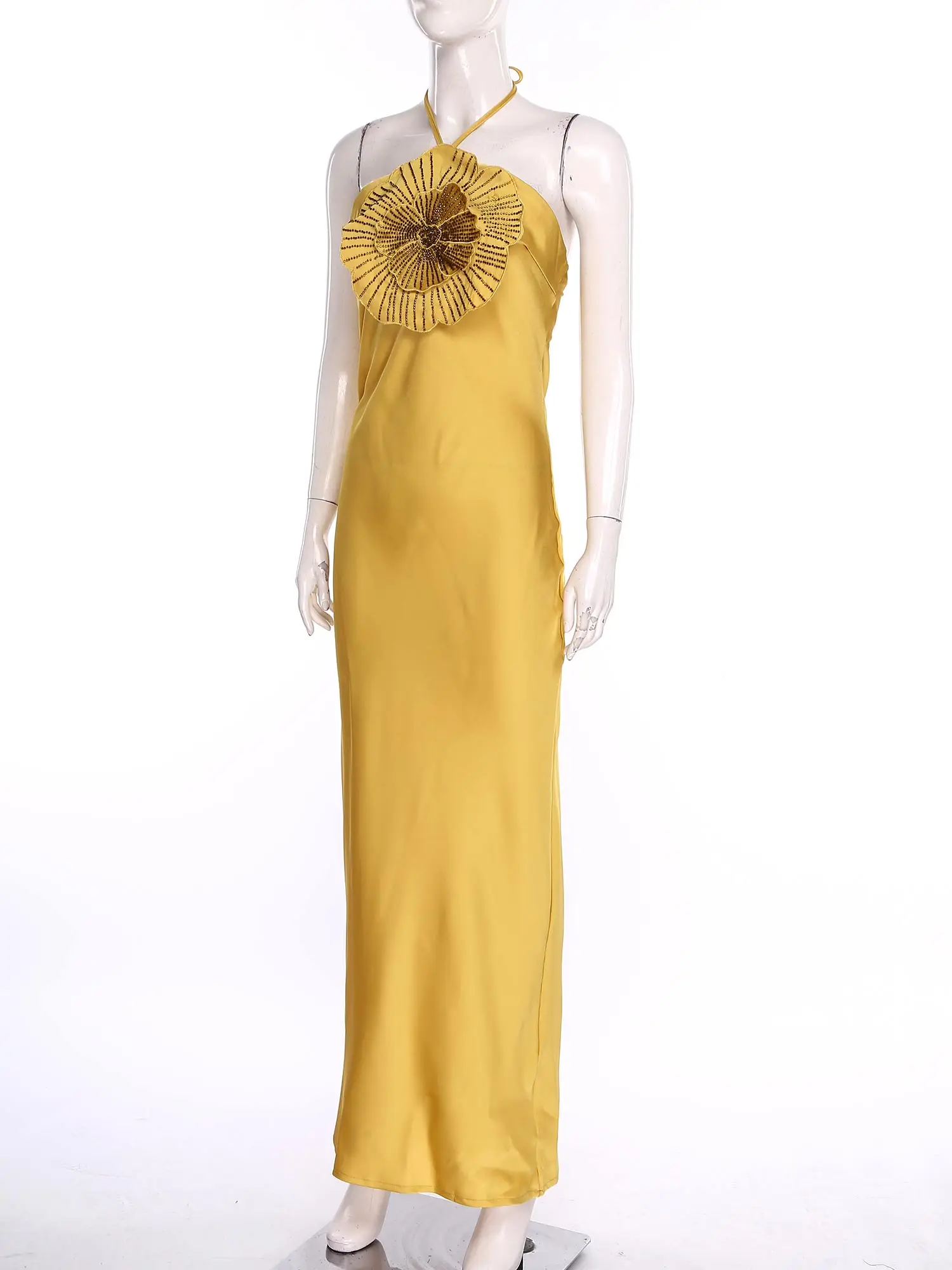 Women Sleeveless Evenings Dresses Boho Halter Dress Femme Elegant Party Gown Backless Maxi Dress Lady Sundress Robe De Soiree