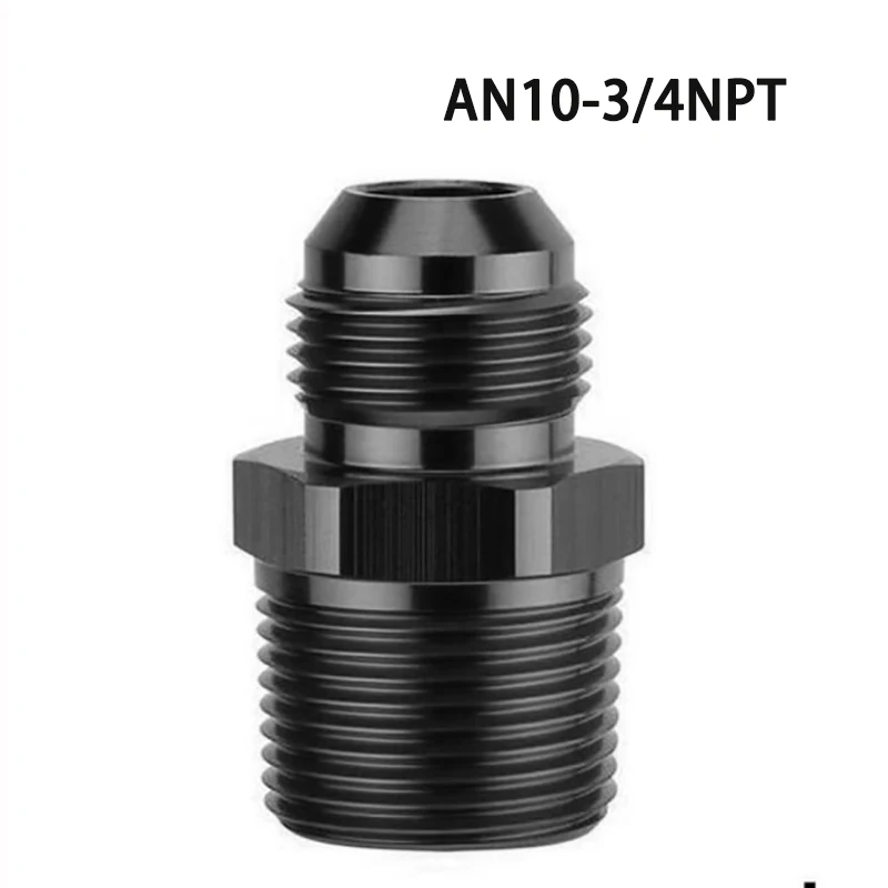 10AN Male Flare to 3/4 NPT Pipe Male Fitting Adapter Union Connector Straight Aluminum Black