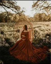 Off Shoulder Round Neck Full Sleeves Evening Dresses Photography Dresses for Baby Shower Dress for Pregnant Woman YEWEN