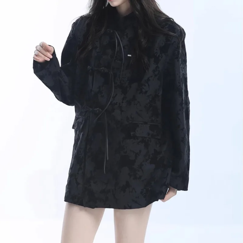 KWTX Giacca da donna con stampa a blocchi di colore casual Streetwear Giacca chic con bottoni a rana Moda primavera estate 2025 di alta qualità