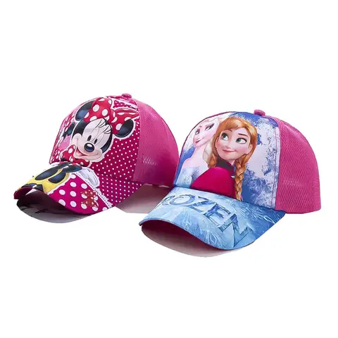 Disney Frozen Elsa Topolino Sirena Sofia Berretto da baseball in rete per bambini Protezione solare estiva Cappello a becco d'anatra traspirante Cappello da sole per ragazze
