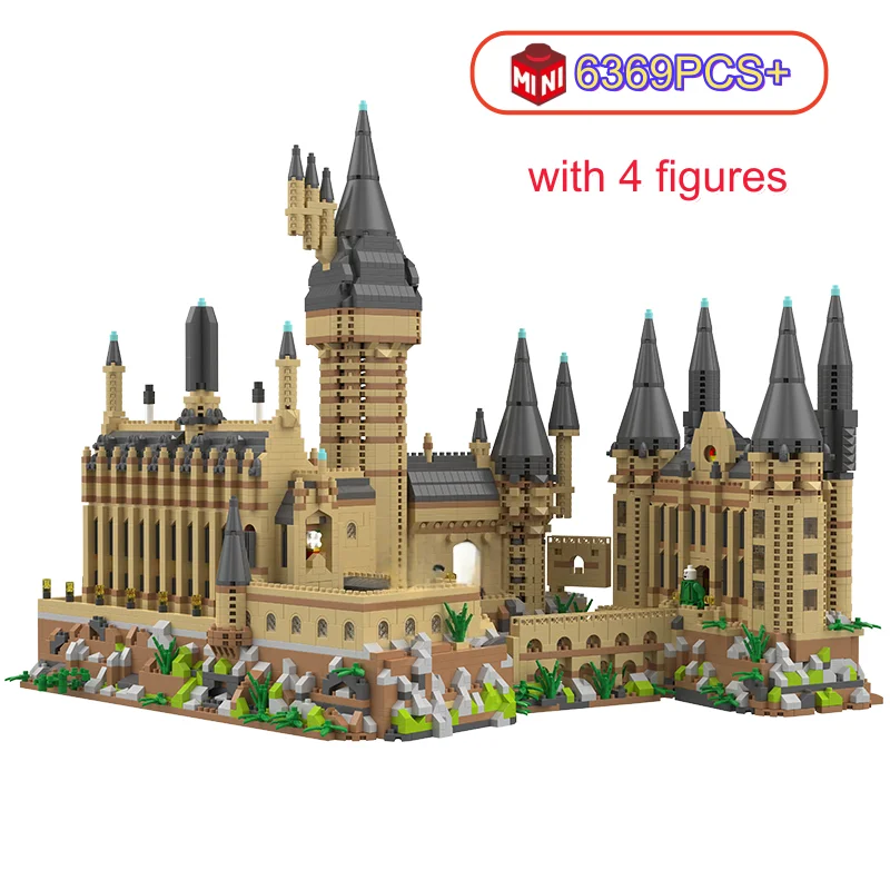 New Magic Castle Micro Building  Blocks Light Up Street View Architecture Creative MOC Model Kit  Kids Christmas Birthday Gifts