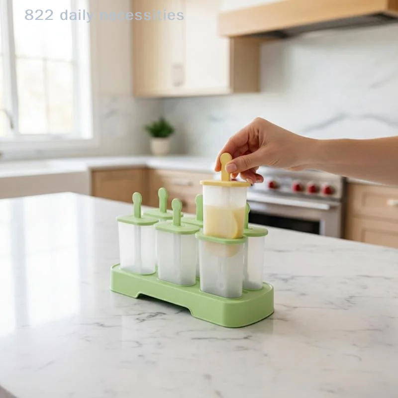 Reusable Popsicle Molds 6 Cavity Set Homemade Ice  Maker Durable Food Grade Silicone Perfect for Kids Summer Refreshments