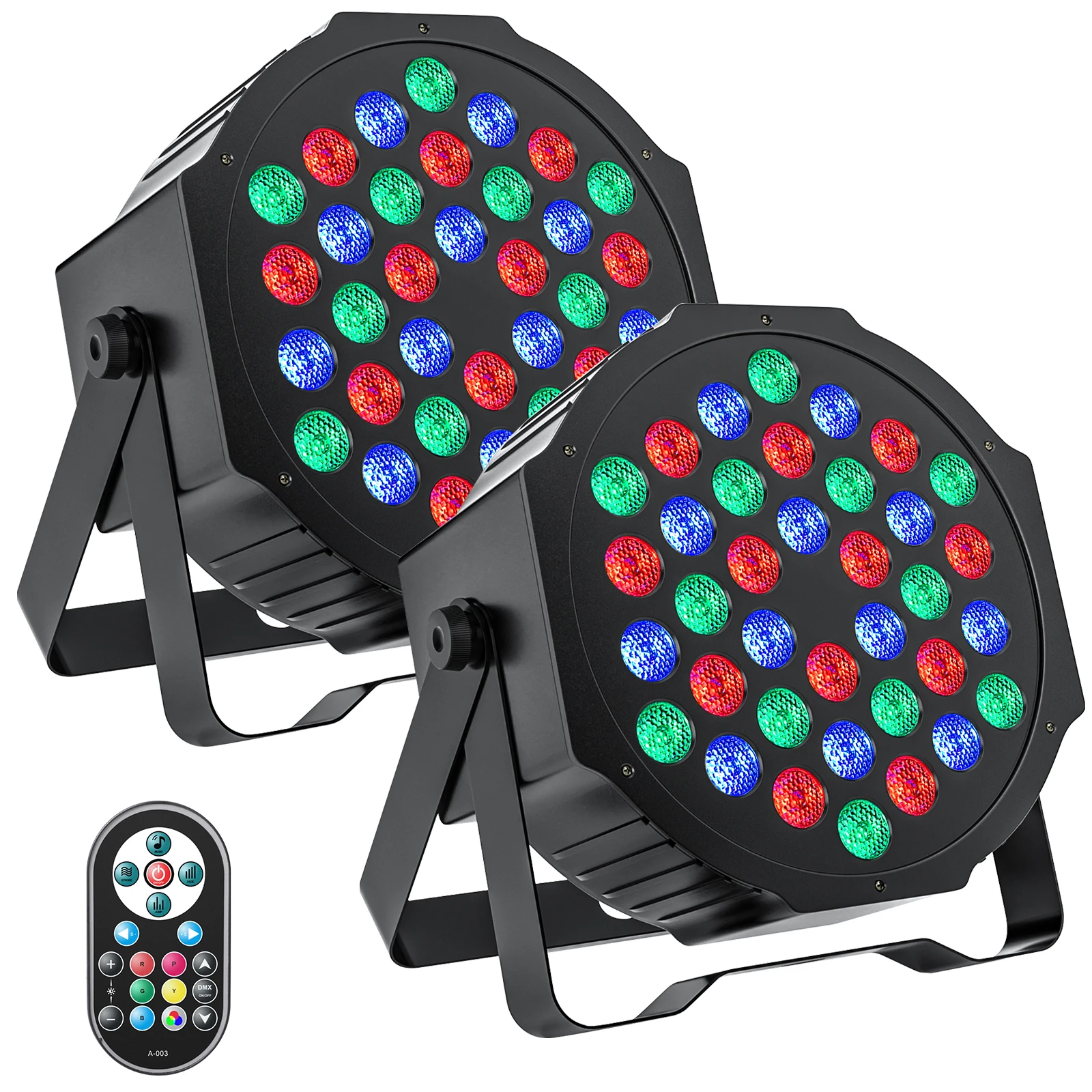 U'King 2PCS Party Light Par Light 36 LEDs RGB DMX Stage Effect Lighting Stage Flat Par Lighting DJ Lights Disco Lights Wedding