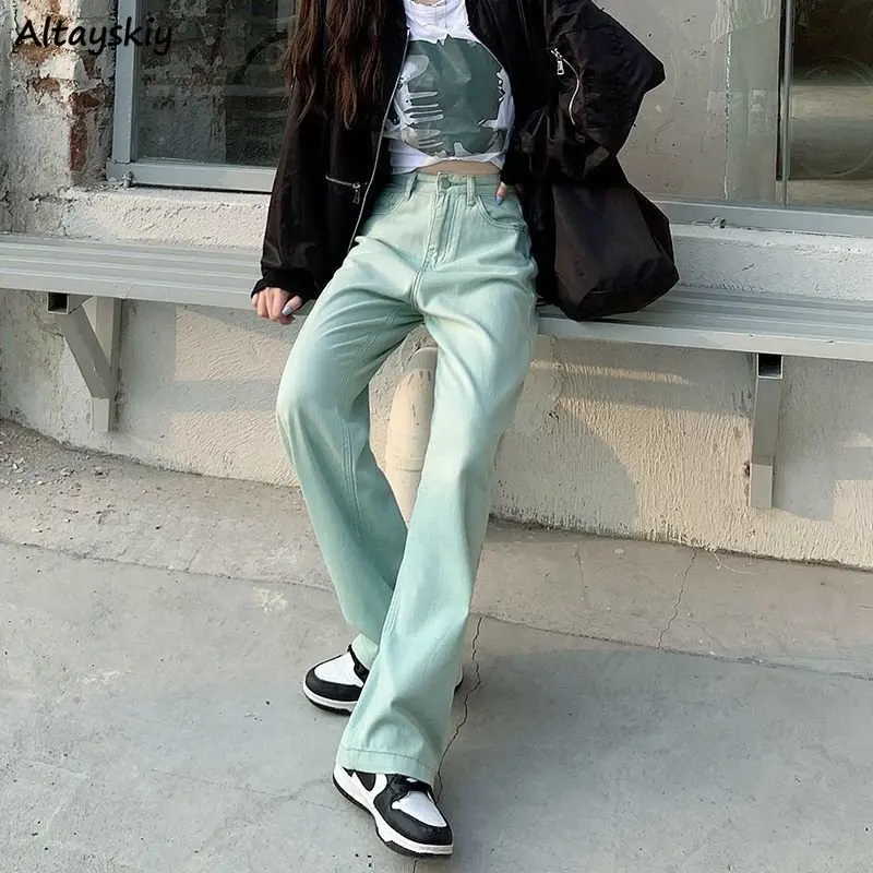 

Green Baggy Jeans Women Harajuku Casual Streewear Denim Vintage Trousers Ulzzang Retro Style College Hipster Full Length