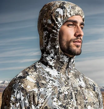 Men's Stretch Camouflage Jacket, Hunting Pullover, Light Nylon Fabric Printed Plush Lining Hoodie 3 Men's Stretch Camouflage Jacket, Hunting Pullover, Light Nylon Fabric Printed Plush Lining Hoodie 3
