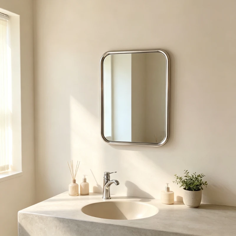 Stainless Steel Bath Mirrors Waterproof Moisture Proof Bathroom Accessories Durable Space Saving Wall Vanity Mirror for Home