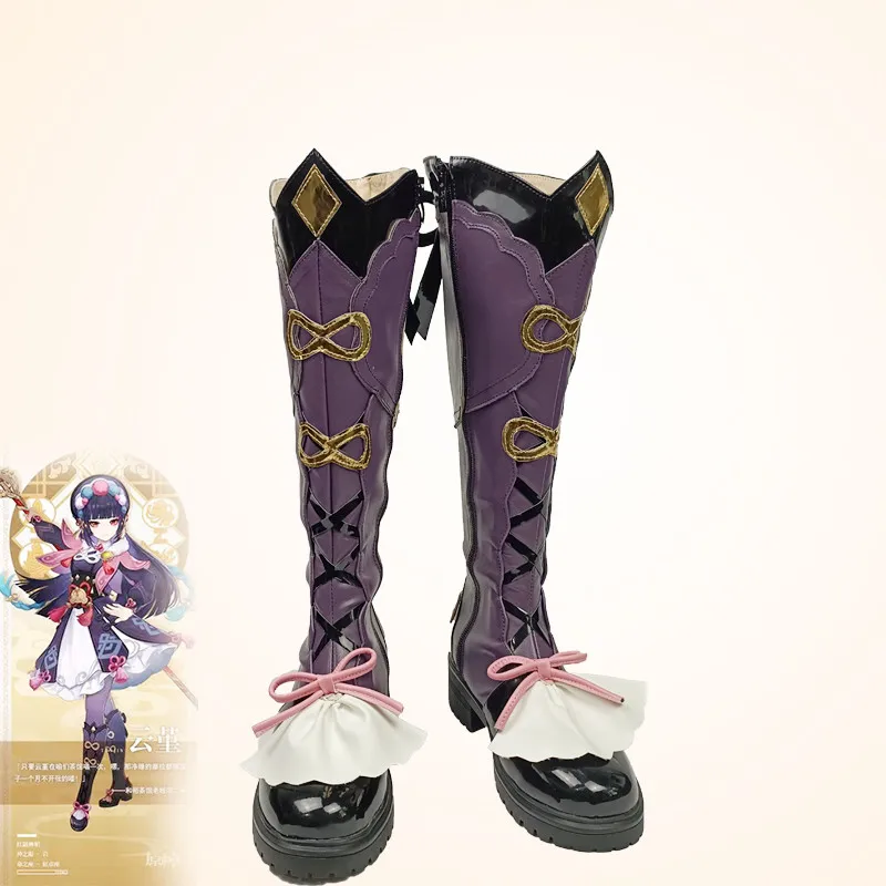 

Genshin Impact Yunjin Cosplay Shoes Anime Yun Jin High Boots Accessory Halloween