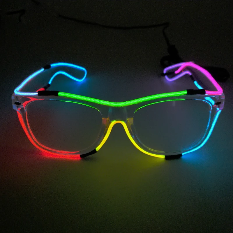 

Colorful Sunglasses Transparent Lens Glow LED Glasses Decoractive Nightclub Bar Music Glasses Boys Girls Christmas Eyewear