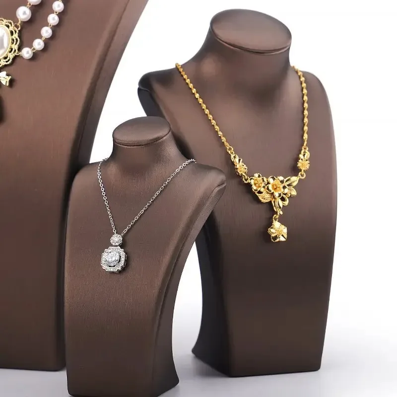 Dudukan Pajangan Perhiasan Model Dada Leher Potret Kulit PU untuk Rak Liontin Kalung, Alat Peraga Foto & Organizer Pajangan Toko