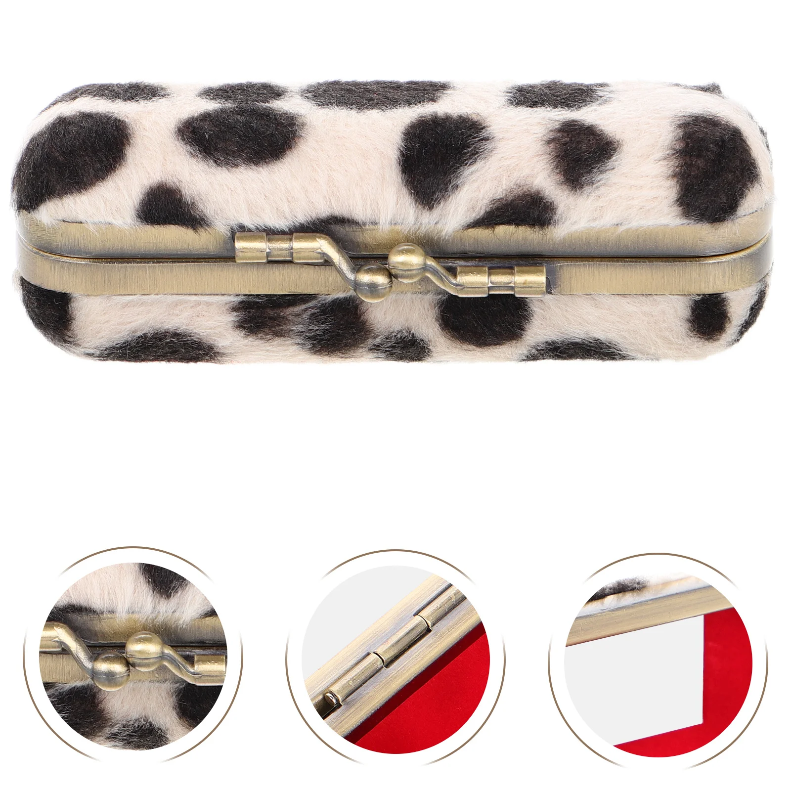 

Lipstick Case Holder Portable Compact Vintage Iron Clip Makeup Organizer Bag Builtin Mirror Lipstick Storage for Purse