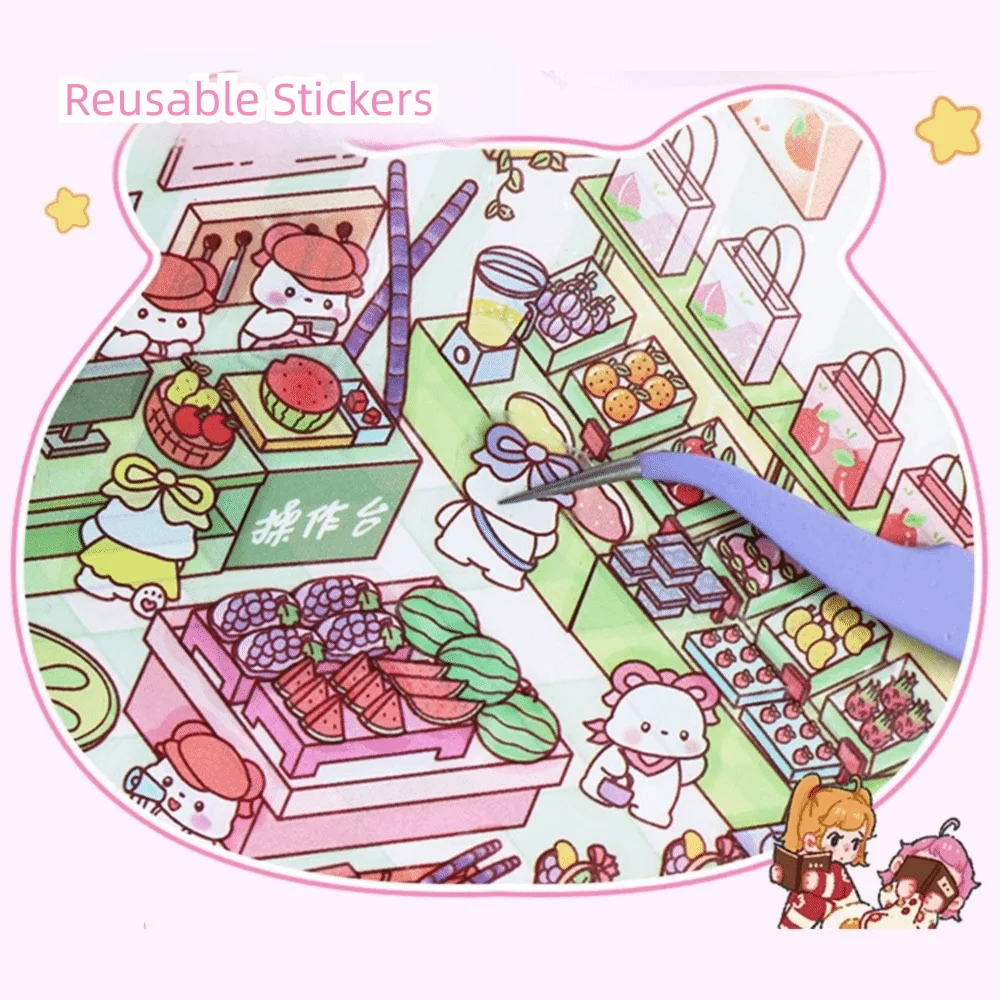 PET Miniature Scene Collection Decompression Visual Stacking 3D Landscape Sticker 3D Pocket Cabin Scene Stickers Children Gifts