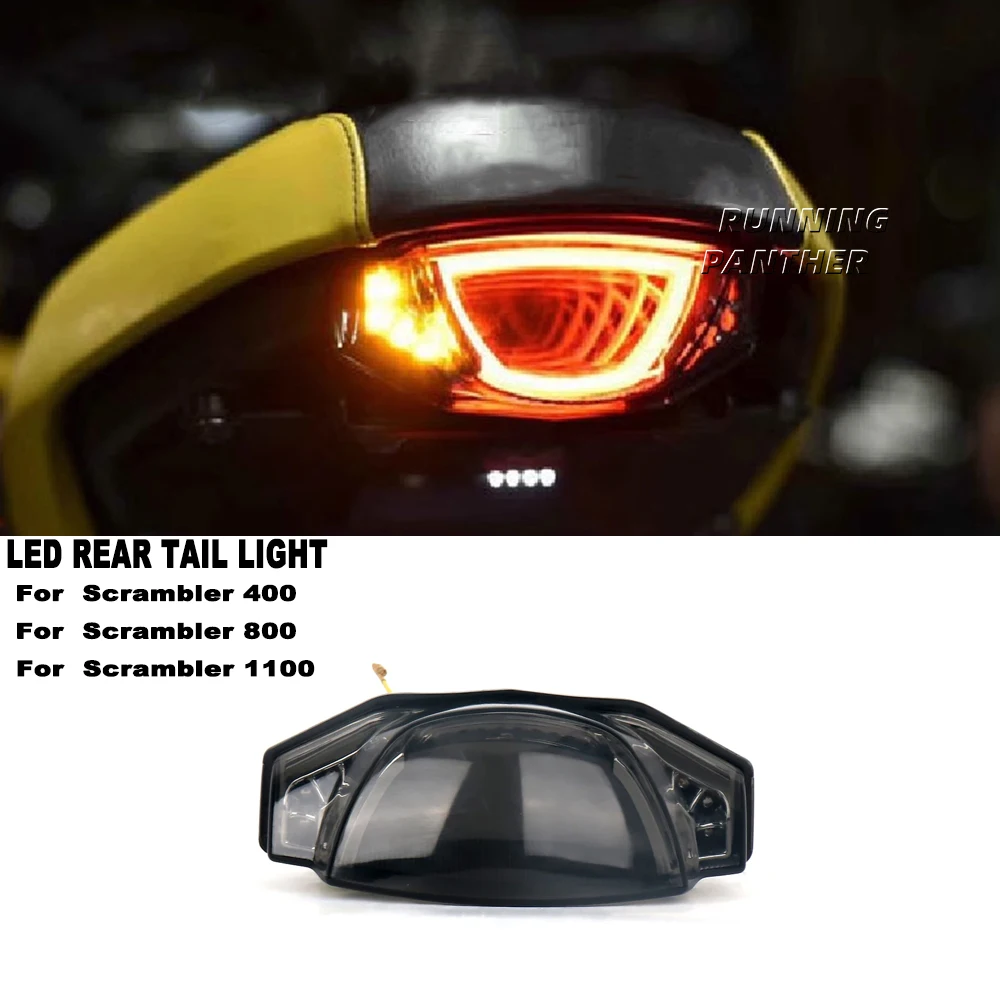 

Motorcycle Accessories For Ducati SCRAMBLER 400 800 Scrambler 1100 LED Rear Tail Light Brake Smoke w/ Flashing Turn Signal Lamp