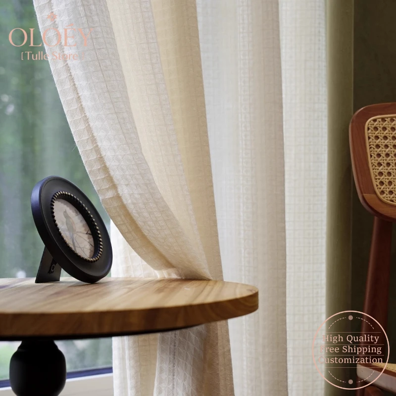 

Japanese Wabi Sabi Style Curtains for Windows French Window Study Bay Custom Solid Color Gauze Drapes Simple Sheer Decor Veil