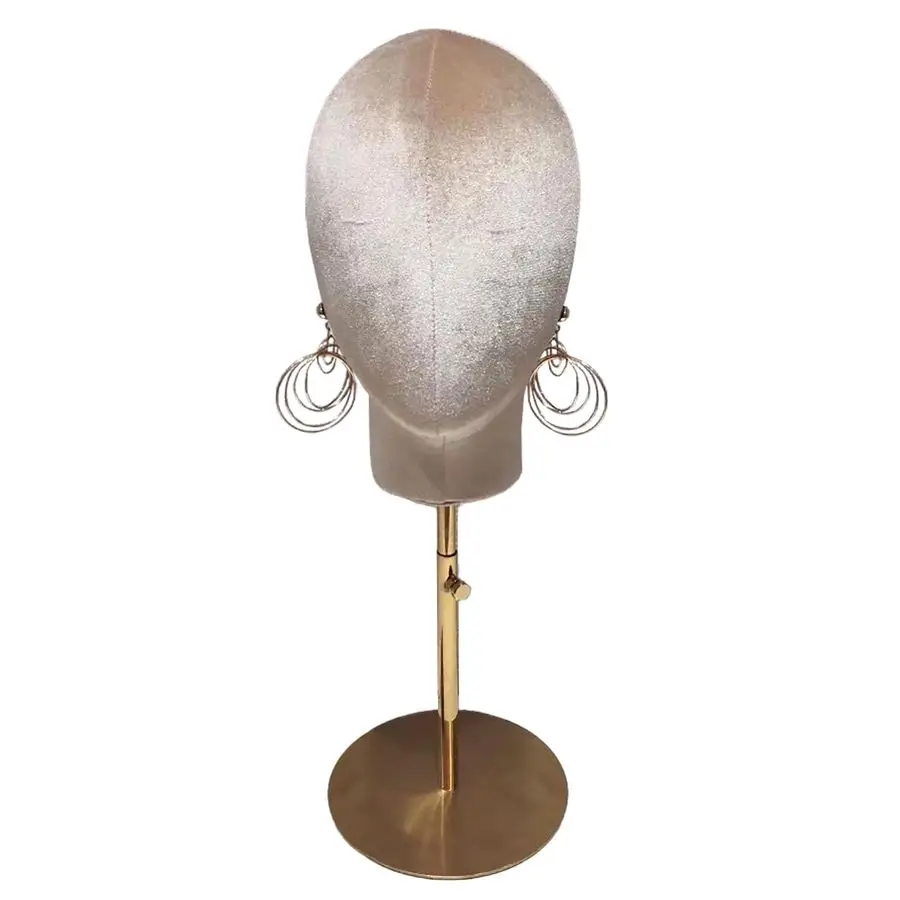 Mannequin Head Stand for Hat and Wig Display, Pinnable Wig Stand, Velvet Manikin Head Block with Retractable Metal Base, 21 Inch