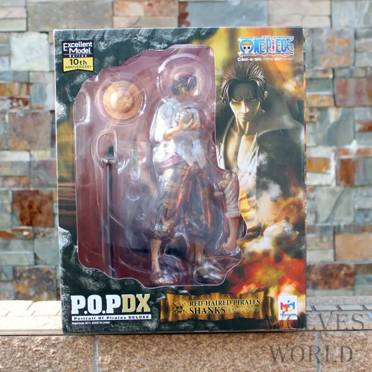 Anime One Piece P.O.P DX Shanks Red Haired Pirate Action Figure Collection Toy 25CM