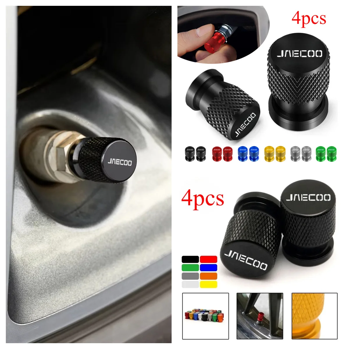 4Pcs Aluminum Car Tire Valve Stem Caps For Chery Jaecoo J7 J8 J9 J5 Anti‑Dust Air Valve Cover Auto Wheel Exterior Decor Accessor