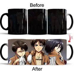 Attack On Titan Color Changing Cup Anime Discoloration Mug Animation Ceramic Coffee Cups Heat Sensitive Tea Milk Mugs Drinkware