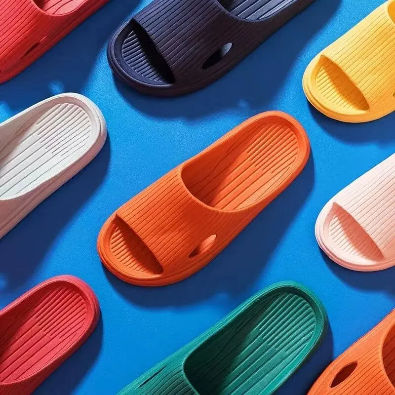 ฤดูร้อนรองเท้าแตะUnisexผู้หญิงสีทึบEvaในร่มหนาผู้ชายAnti Slip Soft Home Flip Flops Comfortรองเท้าแตะชายหาด