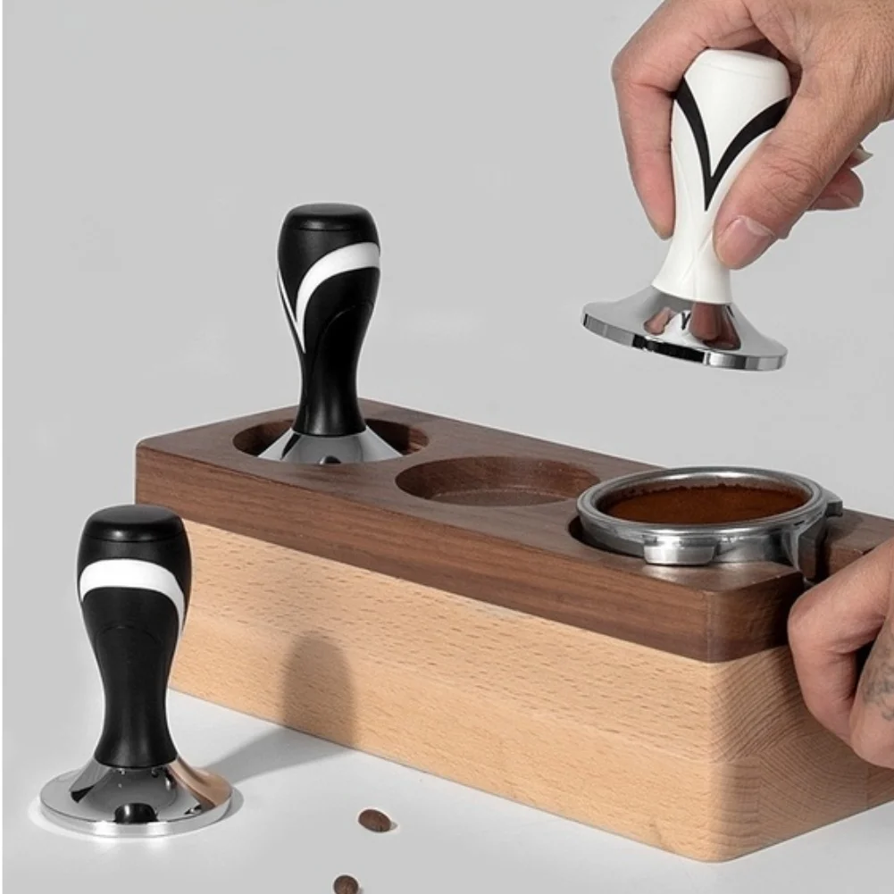 58mm Stainless Steel Coffee Tamper With Ergonomic ABS Handle For Espresso Flat Base Removable Design Black Or White