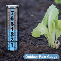 Outdoor Rain Measure Gauge Adjustable Height Rain Measuring Tool with Thickened Plastic Tube & Metal Stake for Yard Lawn Garden