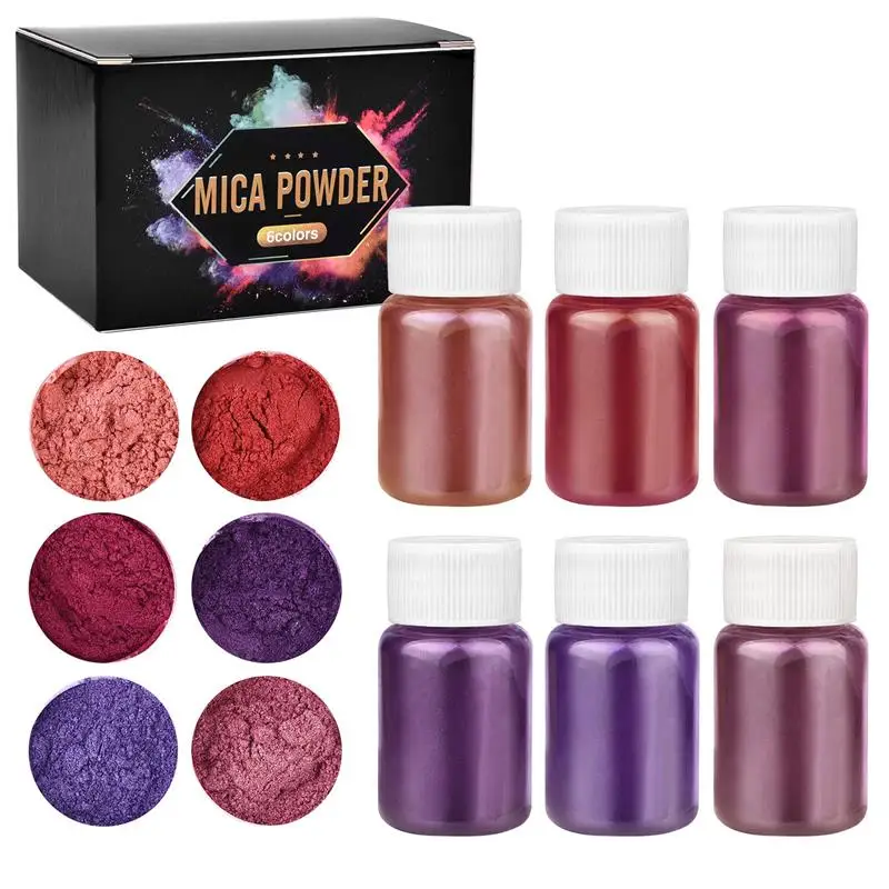 6-delige set epoxyhars kleurstof mica poeder gepoederde pigmenten set hars mica parelmoer hars parel doos verpakt micas kleurstoffen hars