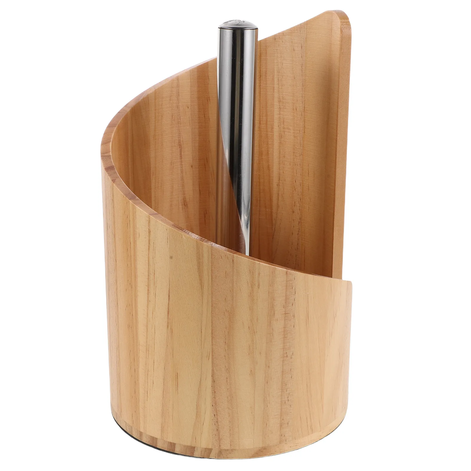 

Paper Towel Holder Countertop Wood Roll Dispenser With Round Base Metal Rod Freestanding Towel Organizer For Kitchen Bathroom