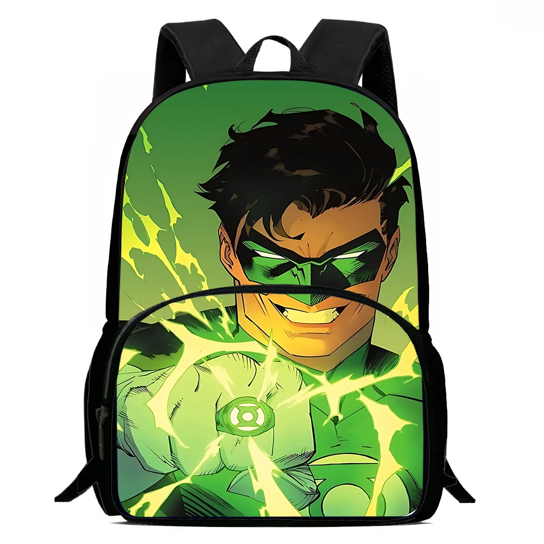 Green Lantern Kids Backpacks Boys and Girls Student Birthday Gift Child School Bags Large Capacity Camping Durable Rucksack