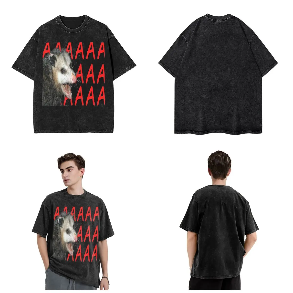 Camiseta de algodão estampada para homens e mulheres, AAAAA Possum, Angery Possum Harajuku Shirt