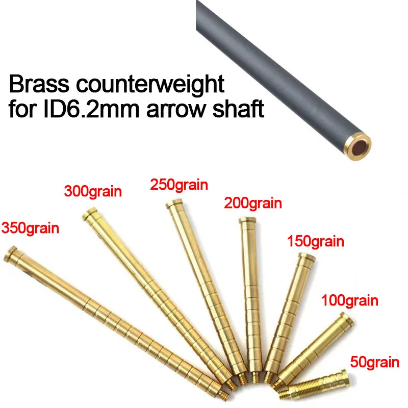 6/12/30/50pc Archery Arrow Copper Insert Screw Brass Counterweight Arrowhead Broadhead Connector for 6.2mm Arrow Shaft Accessory