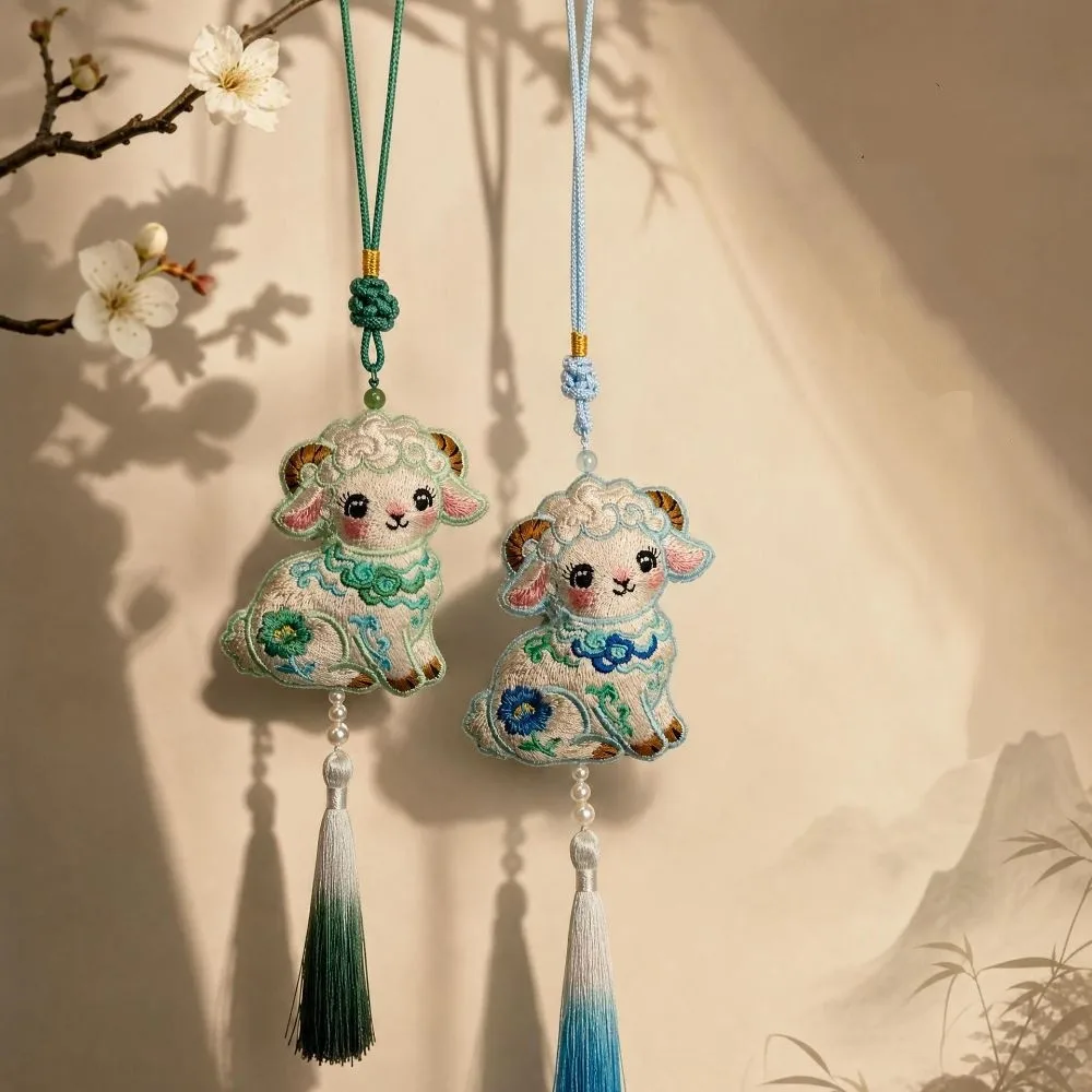 Chinese Style Embroidery Sachet Scented Bag Traditional Decor Aroma Pouch Zodiac Lamb Charm Lamb Ornament Zodiac Sheep Charm