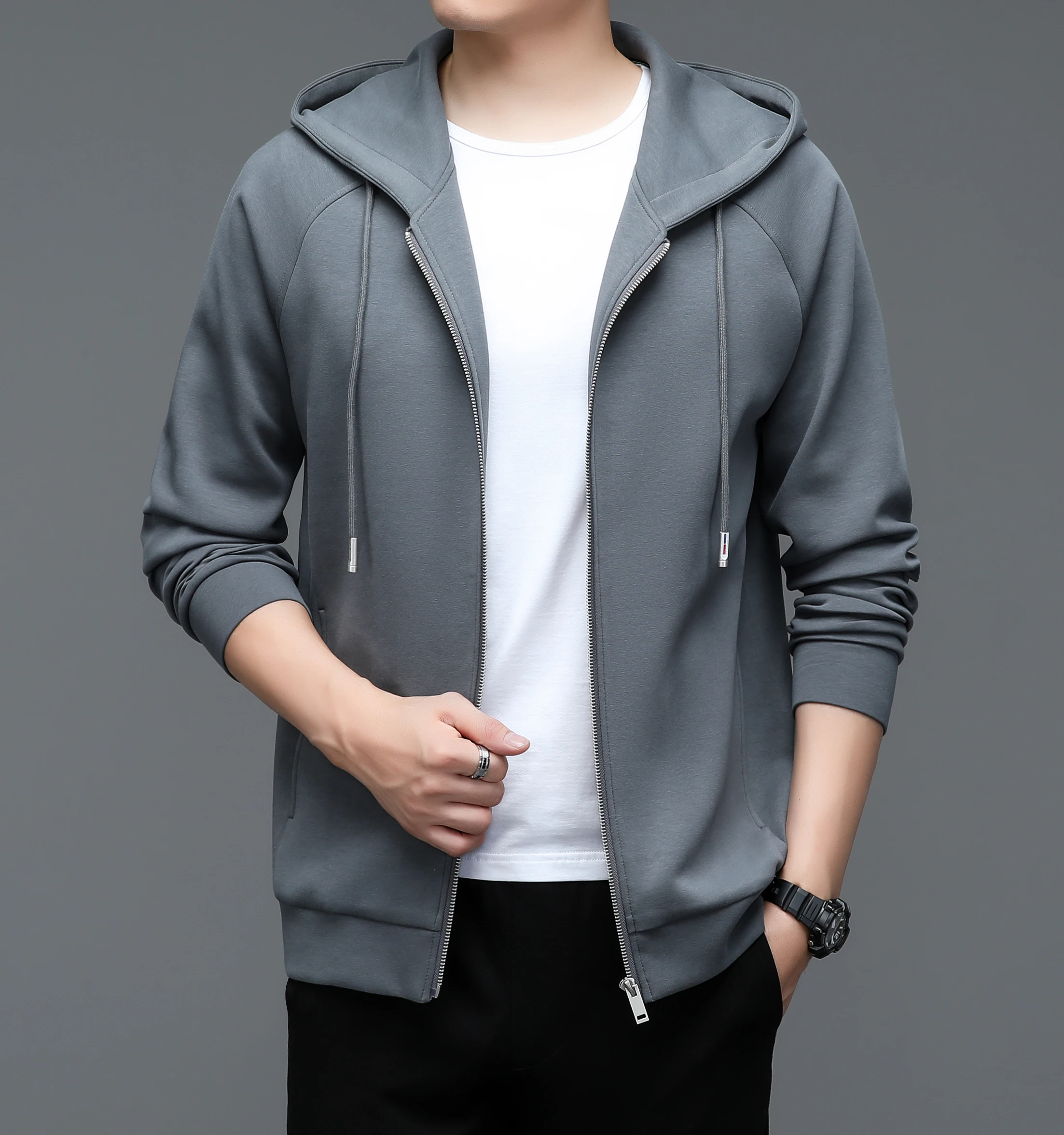 High Brand Men's Hoodies Coat 2024 Spring Casual Cotton Zippper Cardigan Male Long Sleeve Hooded Clothes Sweatshirt Jackets