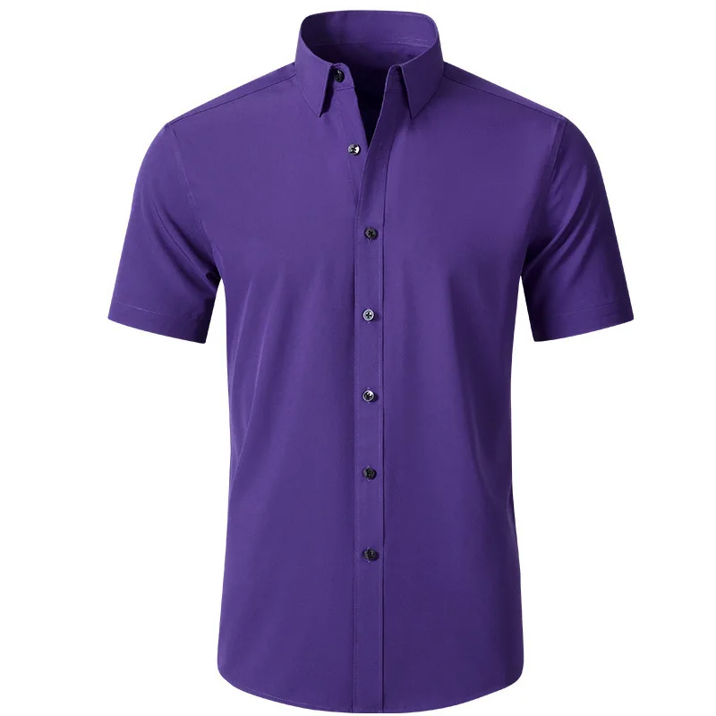 2025 Summer Men's fashionable versatile shirt, wrinkle resistant, wrinkle free, simple, business casual, thin collared shirt