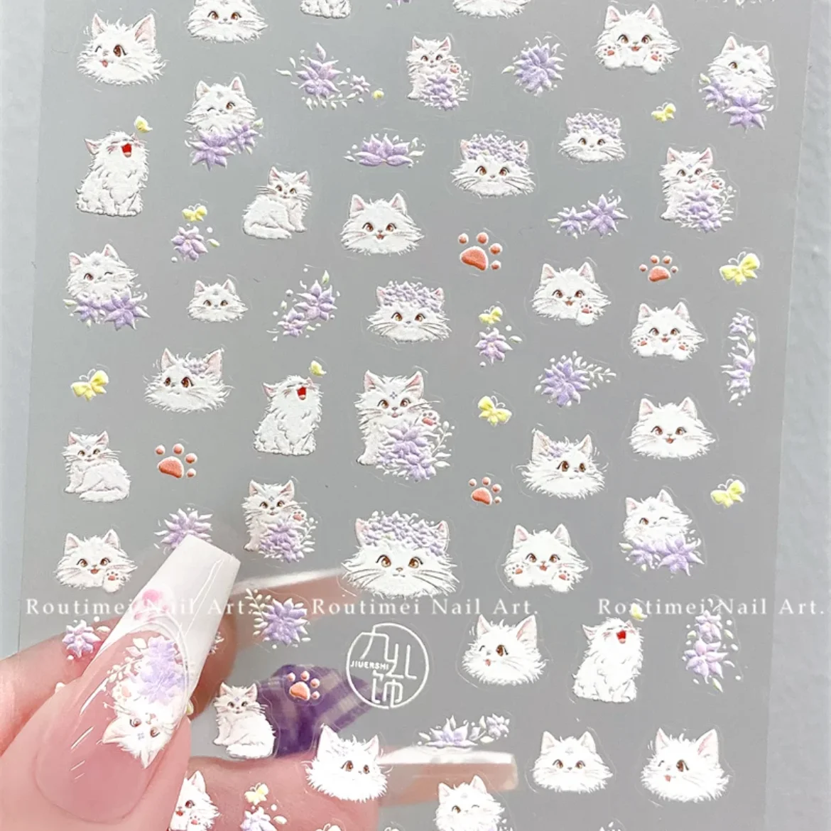 1 SZT. Naklejka na paznokcie w stylu vintage z motywem kotka i czerwonej róży, dekoracja do paznokci, naklejki do samodzielnego wykonania, paznokcie do wciskania