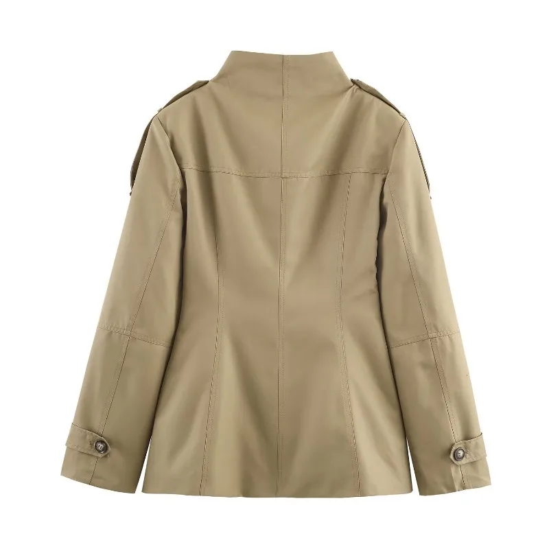 Jaket Wanita Vintage Talenza Model Slim Fashion Lengan Panjang Kancing Satu Baris Mantel Berkantong Jaket 2025 Streetwear Wanita Terbaru