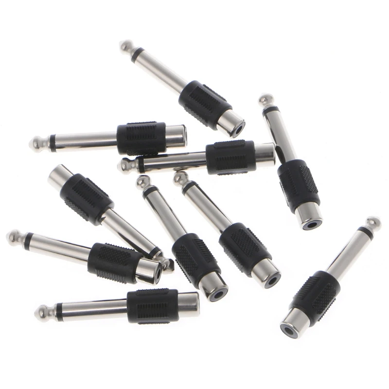 Conector hembra RCA de 10 piezas a 6,35mm y 1/4 ", conector macho Mono o adaptador