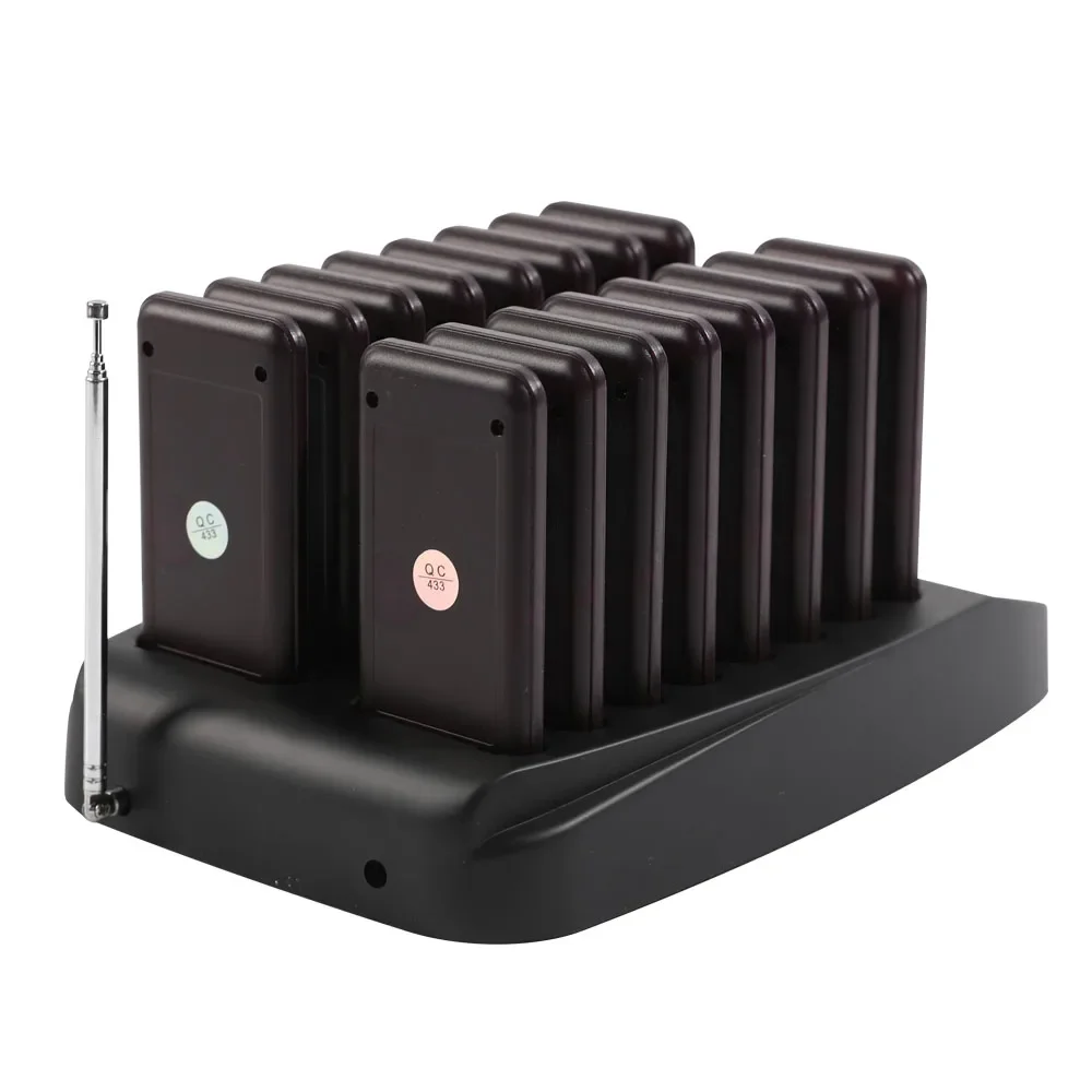 Wireless Restaurant Pager Guest Queue Paging System Customer Calling System 16 Beepers  for Cafe Coffee Dessert Shop Food Truck