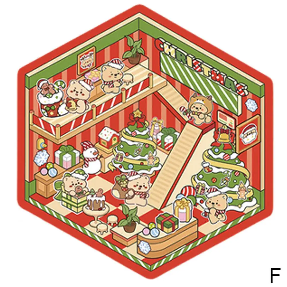 3D Storage Landscaping Stickers 3D Cartoon Miniature Scene Landscape Stickers Visual Stacking 3D Stickers For Kids T7H9