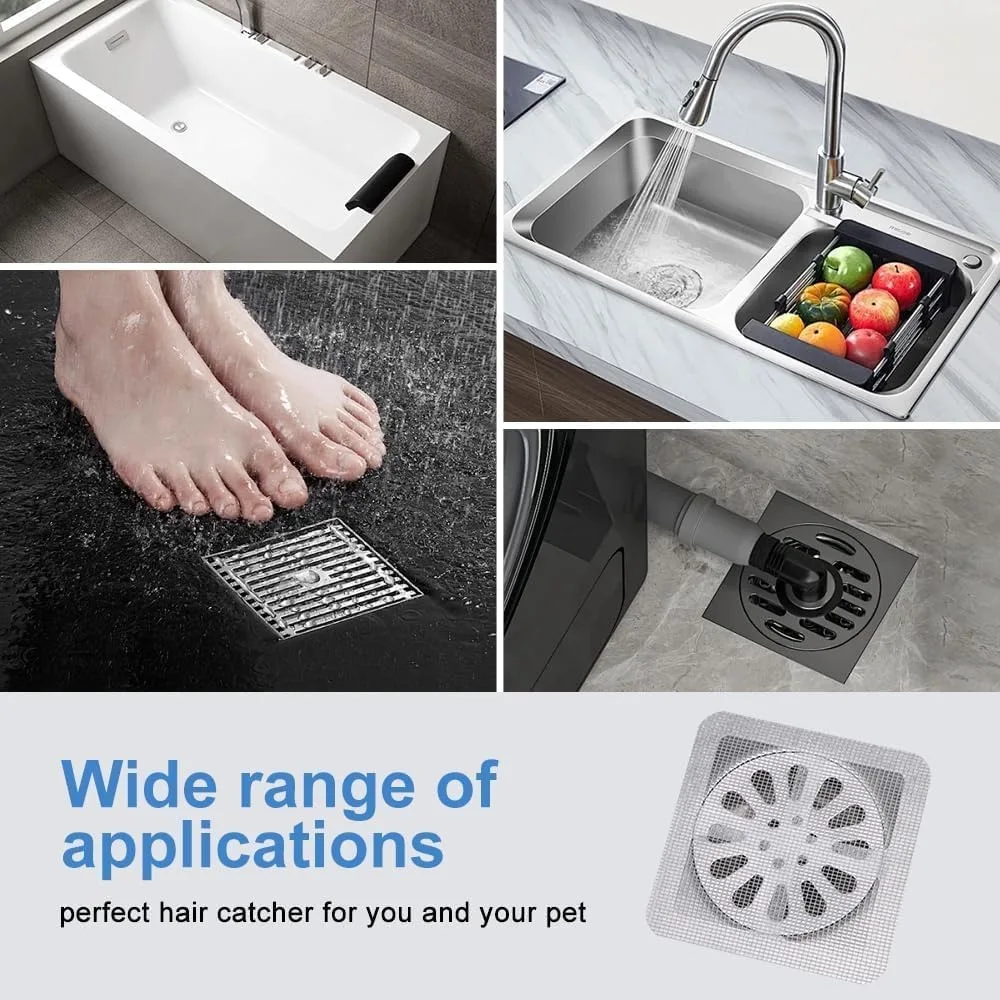 20 Pack Self-Adhesive Drain Stickers, Disposable Hair Catcher Filter for Bathroom and Kitchen Sinks, Anti-Clog Mesh Protector for Floor Drains (Random Color)