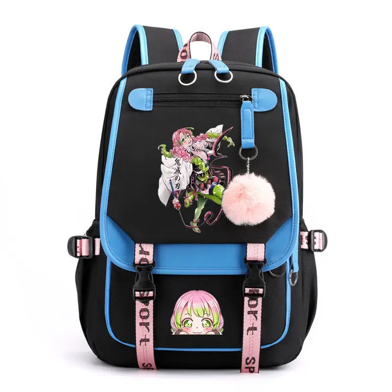 Anime Kanroji Mitsuri Series Backpack Unisex Student Backpack Cartoon Large Capacity Lightweight Back-to-school-anime School Bag