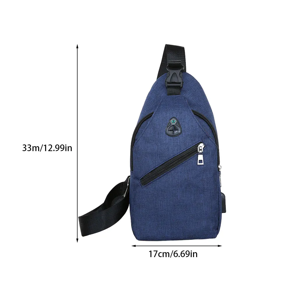 Sac de Poitrine Multifonctionnel avec Port de Chargement USB, observateur, Bleu, Application Large