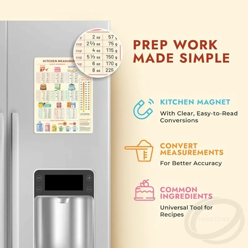 Kitchen Conversion Chart Magnet Metric Cooking Chart Cute Baking Accessories Easier Cooking