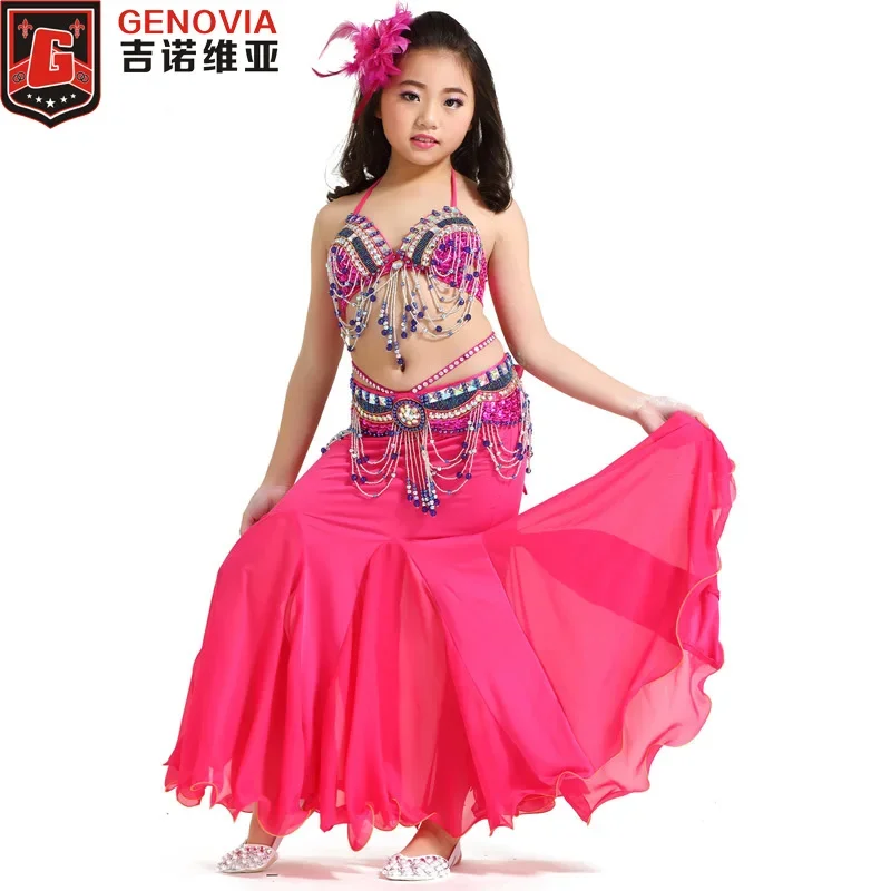 

Kids Girls Belly Dance Costume Children Belly Dancing Clothes 3-piece (top,belt,skirt) 8 Colors