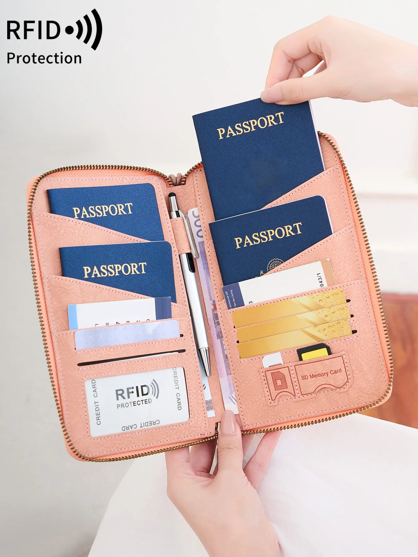 New retro passport bag family size passport bag small large capacity passport holder can hold 4 passport bags travel accessories